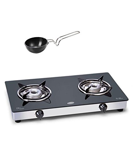 Glen Glass 2 Burner Gas Stove, Black (GL1022GT+CWHATP10)