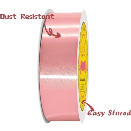 Image of Double Face Dusty Pink Satin Ribbon 1-1 /2 inch X 50 Yards Polyester Dusty Pink Ribbon for Gift Wrapping Very Suitable for Weddings Party Hair Bow Invitation Decorations and More