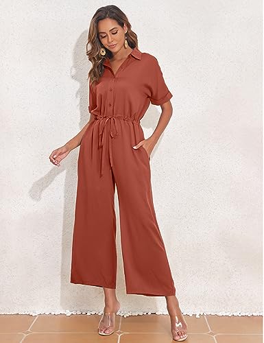 Prettyguide K1524H2S Summer Short Sleeve Collared Button Jumpsuits thumb #4