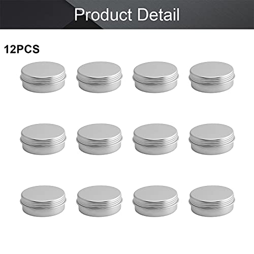 Image of Othmro 12Pcs Metal Round Tins 1.7oz Aluminum Cans 50ml Refillable Containers With Screw Lid for Salve Spices Lip Balm Tea Candies Silver 5728mm