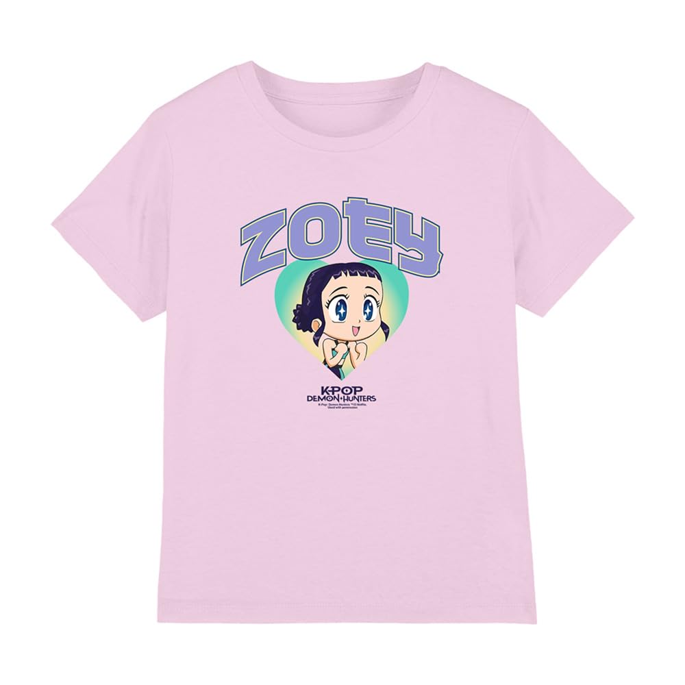 Kpop Demon Hunters - Huntrix Zoey Collegic Kids T Shirt, Light Pink, 9-11