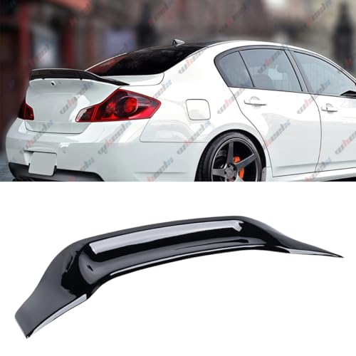WheelX Rear Trunk Spoiler Compatible with 2007-2015 Infiniti G35 G25 G37 Q40 Sedan R Style Duckbill Fits for 07-15 4-Door High Kick Splitter Wing Lip (Glossy Black)
