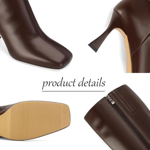 Image of Dsevht Black Leather Knee High Boots for Women Stiletto Kitten Heeled Sexy Boots Square Toe and Side Zipper Design Fashion Dress Boots