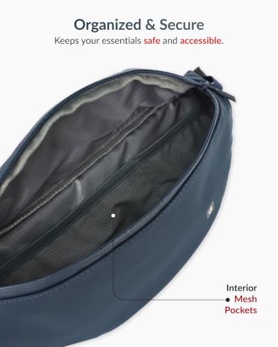 Image of Destinio Waist Bag for Men and Women - Anti Theft, Waterproof Zippers and Back Pocket - Large Travel Waist Pouch, Fanny Pack, Belt & Hip Bag for Hiking, Passport, Gym (Blue)