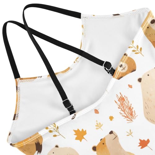 KLL Celebrate Holiday Canada Day Beavers Elements Toddler Girl One Piece Swimsuits Summer Swimwear Adjustable Strap Cute4