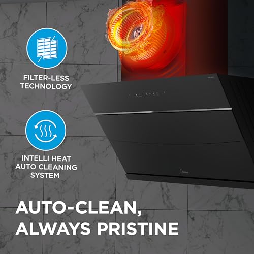 Image of Midea 90 cm 1800 m3 /hr BLDC, Filter-less, Wi-Fi enabled, intelli- Autoclean, 9 speed kitchen Chimney with 3 Yrs Product and 12 Yrs Motor Warranty, Free Installation Kit (Magnus Auto Clean), Black