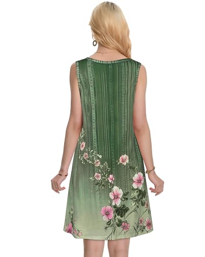 Image of Summer Dresses for Women Beach Boho Sleeveless Vintage Floral Flowy Pocket Tshirt Tank Sundresses 2026