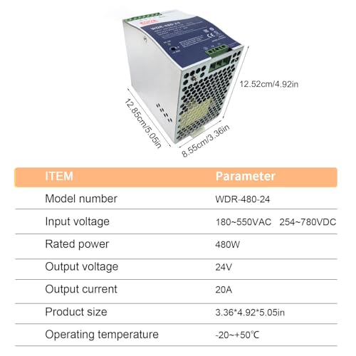 Fuente de Poder Din Rail 480W 24V 20A miniatura 6