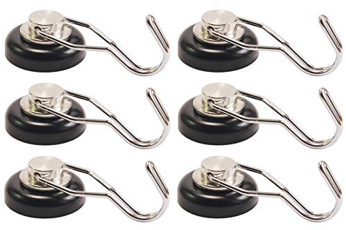6 Stück Magnethaken 32mm stark Neodym Magnet Haken Drehbar und Schwenkbar, Farbe Schwarz