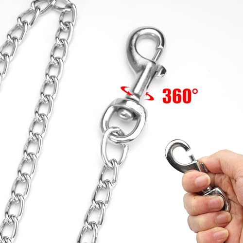 Robuste Hundeleine aus Metall, 180 cm Lange Bissfeste Hundeleine mit Weich Gepolstertem Griff, Korrosions- Und RostbestäNdig Sport Leine Metall Trainings Hundeleine Kette für Große Und Mittlere Hunde