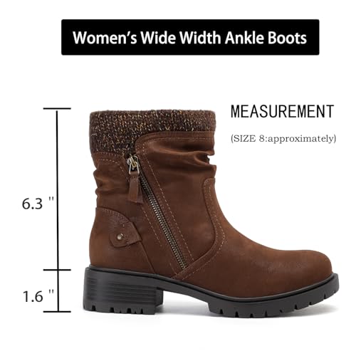 Luoika Women's Wide Width Ankle Boots - Low Heel Side Zipper Slouchy Mid Calf Boots Short Booties.2