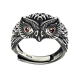 Ch.yishi Handmade Vintage 925 Sterling Silver Owl Gothic ring for Women/Men,Adjustable Thumb Finger Ring