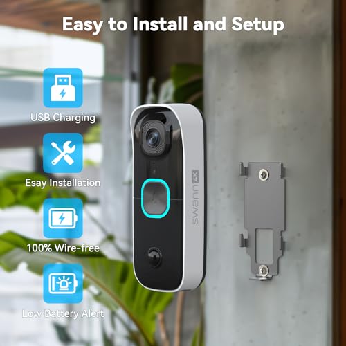 Swann Buddy4K UHD Wireless Video Doorbell & Chime | No Monthly Fee | Ultra-Wide 165° View | Smart Analytics | 2-Way Audio | Night Vision | Easy Installation | Indoor & Outdoor Surveillance | 4KBUDDY - image 5