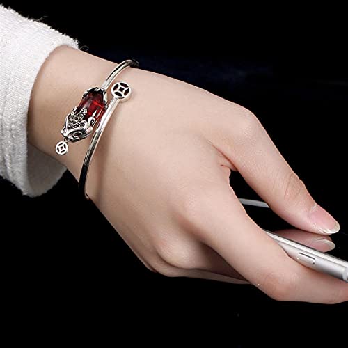 Bracelet ouvert pour femmes argent s925 rigide jonc ajustable anniversaire