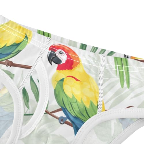 ALAZA Baby Boys' Briefs Toddler Boys Underwear 100% Cotton Soft Parrot Bird 2T4
