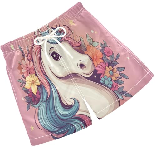 Pigsaly Boys Swim Trunks Blue White Unicorn Yellow Star Boys Board Shorts Swimsuit Swimwear Summer Bathing Suit 4T