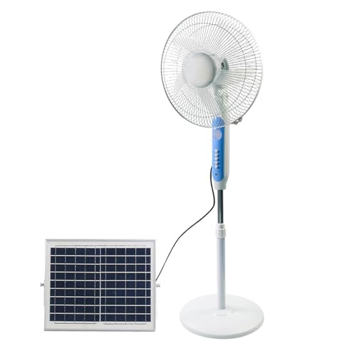 Megaluz Ventilador de Pie Solar Recargable 16'' con Luz Nocturna - 4400mAh, 3 Velocidades, Panel 12W, USB/Solar, para...