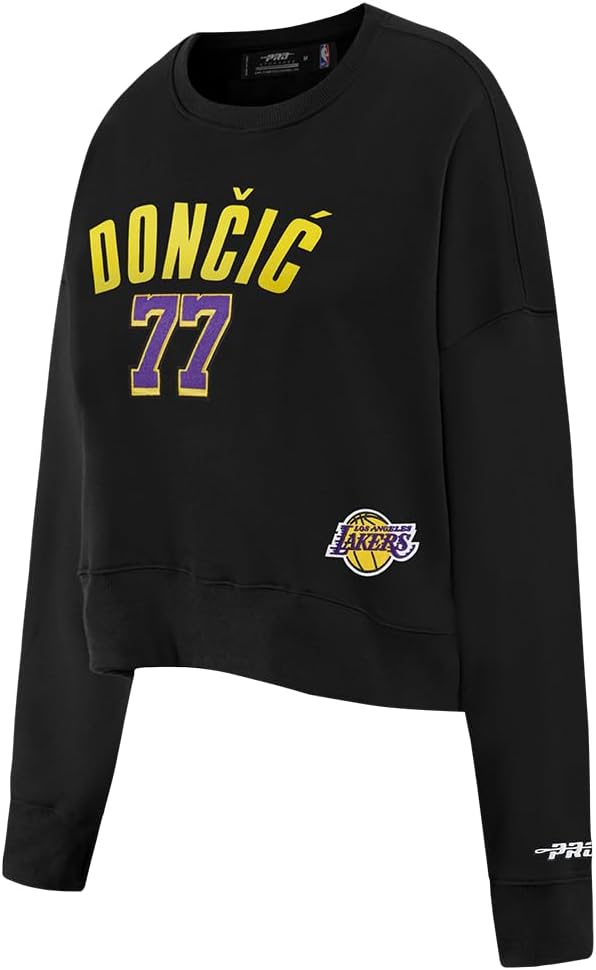Pro Standard Womens NBA Los Angeles Lakers Luka Doncic #77 Classic Player Crewneck Sweatshirt Black S - Image 3