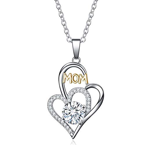 Heart Necklace Female Chain Plated Love Mother's Day Silver Clavicle Necklaces & Pendants Carnation Jewelry (White, One Size)