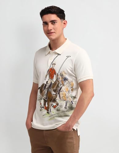 Image of U.S. Polo ASSN. Printed Polo T Shirts for Men - 100% Cotton, Half Sleeve Mens Tshirt
