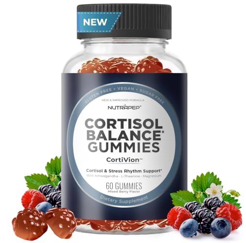 NutraPep Cortisol Gummies for Women Men - 13-in-1 High Cortisol Reducer with Ashwagandha Magnesium L-theanine Rhodiola Rosea - Daily Cortisol Detox Manager for Stress Focus Support - Vegan Sugar Free