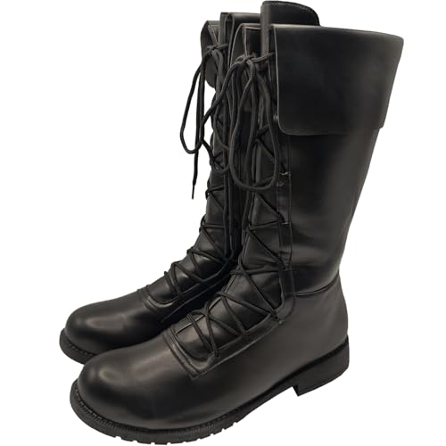 Mens Renaissance Boots, Medieval Lace Up Cosplay Boot, Western Pirate Viking Gothic Halloween Shoes2