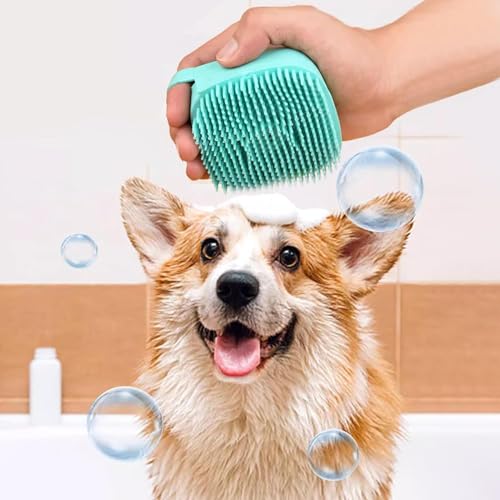 Image of Qubccum 7pcs Pet Grooming Kit, Self-Cleaning Brush Shedding Kit with Nail Clipper, Flea Comb, Shampoo Bath Brush, Finger Toothbrush, Storage Bag (Blue)