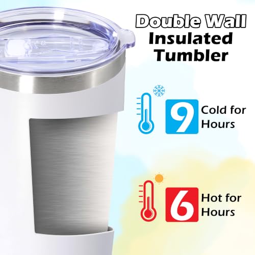 Image of 20oz Tumbler Insulated Tumblers Vacuum Coffee Mug with Lid White 12Pack