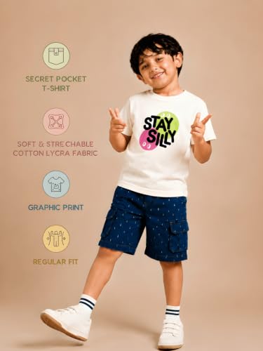 Image of Pilolo Kids Soft Cotton Lycra Pocket T-Shirt for Boys - (Combo Pack of 2)