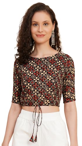 Image of Yash Gallery Women's Cotton Zig-Zag Printed Regular Regular Fit Short Sleeve Blouse