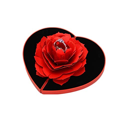 TIFENNY 3D Up Rose Ring Box Wedding Engagement Jewelry Storage Holder Case Bump Rotating Gift Box Valentine's Day Present