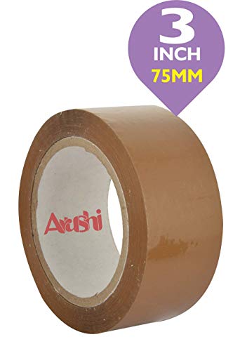 Image of Arushi Brown BOPP Packing Tape 3 Inch x 65 Meter | 72mm Wide, 42 Micron Self Adhesive Packaging Tape Roll for Box Sealing, Carton Packing, Shipping, Moving, Warehouse, Office and Home Use (Pack of 1)