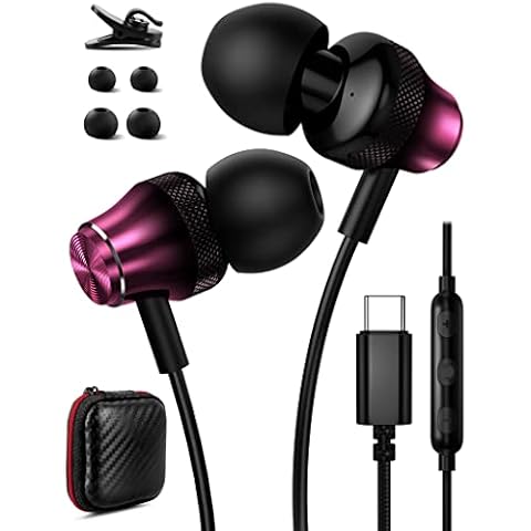 AFGHOA USB C Headphone Wired Earphone for iPhone 16 15 Pro Max Samsung S24 FE Galaxy Tab S10+ S10 Ultra Pixel 9 Pro XL, Noise Canceling HiFi Stereo Corded in-Ear Headset Type C Earbuds for Fire Max 11 Cover