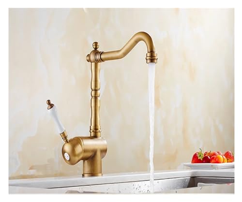 Mitigeur cuisine cuivre antique pivotant pour évier rétro et décoration bistrot