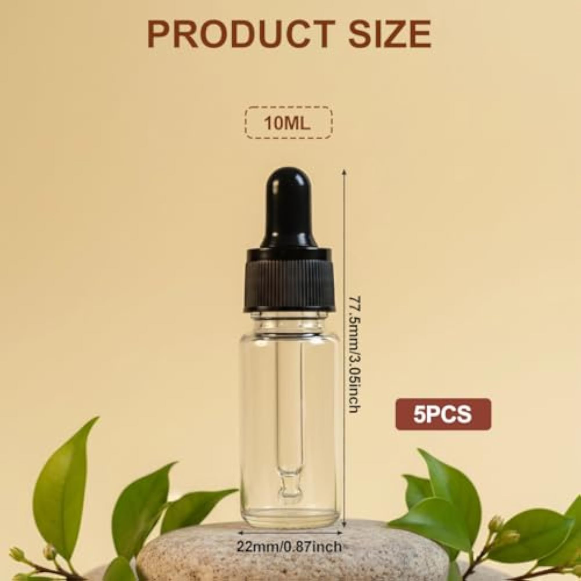 5Pcs 10Ml Plastic Dropper Bottles for Essential Oils