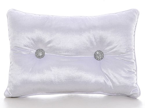 Image of Goldstar® Rectangle Filled Diamante Cushion Sofa Chair Diamond Stitched Chenille Boudoir Cushions 12" x 18" (White)