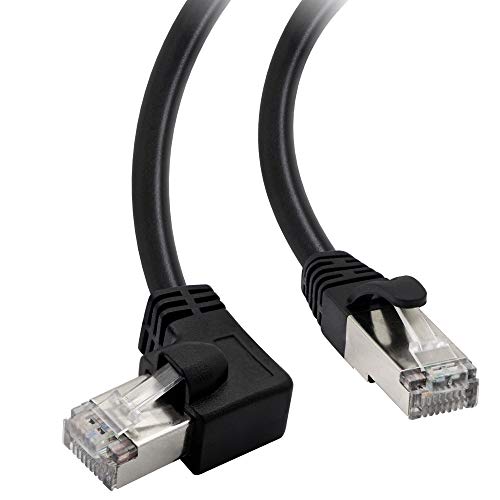 Cat5 Ethernet Cable,RJ45 Male to Male 90 Degree Internet Network LAN Cable Patch Cord for PC, Router, Modem, Printer, Xbox, PS4-1.5FT (Angle Right)