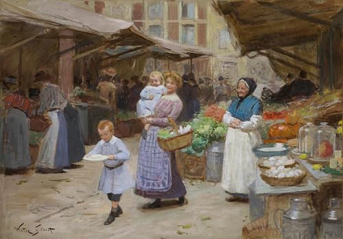 Art tableau impression d'art sur toile scène de marché Gabriel Gilbert 60x90