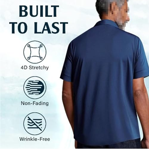 Gentclassic - Men's Breathable Ice-Silk Stretch Shirt, Men's Ice Silk Short Sleeve Silk Shirt Elastic T-Shirt4