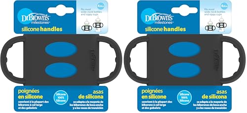 Dr. Brown’s® Milestones™ 100% Silicone Baby Bottle Handles, Wide-Neck, Black, 2 Pack, 4m+ - image 1