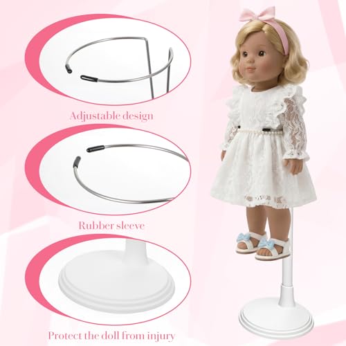 Image of 12 Pcs Doll Stands Set for 8-14 Inches Adjustable Dolls Figure Stand with Retractable Waistline Doll Stand for Home Store Birthday Party Favor Display (White)
