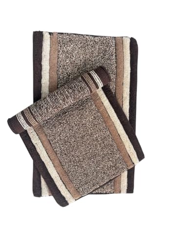 Image of My Home Cotton Door Bath Mat Super Soft Non Slip Mats for Bathroom, Door,Large, Pack of 2 (Brown Luxury)