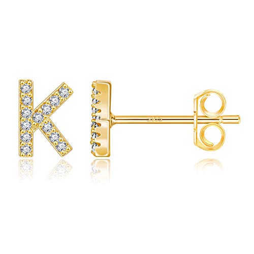MONOOC Gifts for Girls - Initial K Earrings for Girl Earring for Teen Girls Letter Earrings for Girl Gifts Cubic Zirconia Earring Studs Gift for Teens