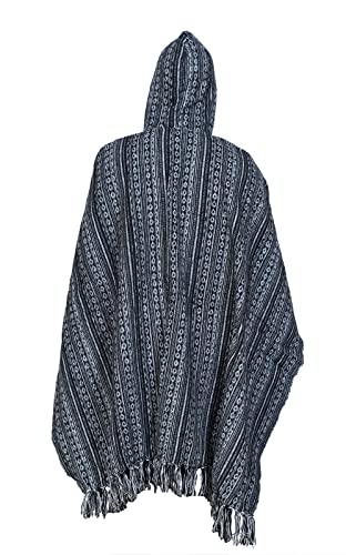 Women's Cotton Baja Handmade Striped Boho Traditional Festivals Hooded Poncho2