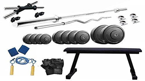 Protoner 34 Kgs PVC weight with Flat Bench home gym package-image-49