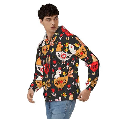 Sweat à capuche imprimé coq pour homme, pull de mi-saison confortable - 4