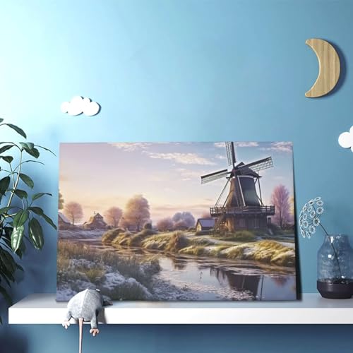 Toile murale moderne salon chambre cuisine décoration moulin à vent - 6