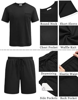 Amazon.com: COOFANDY Men's Waffle Shirt and Shorts Set 2 Piece