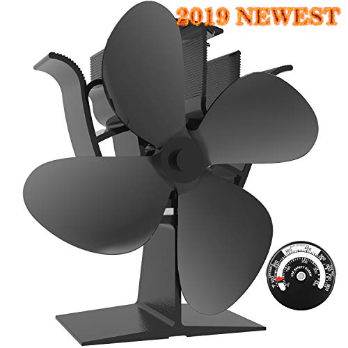 KINDEN Heat Powered Stove Fan 4-Blade for Wood Log Burner Increases 80% More
