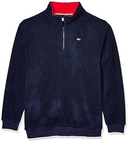 Tommy Hilfiger Men's Polar Fleece Quarter Zip Sweatshirt, Black IRIS, Large